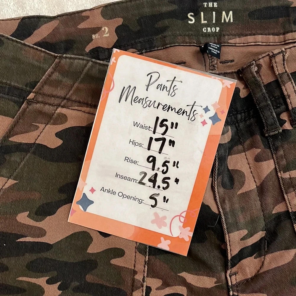 White House Black Market Camo Slim Crop Pants sz 2 - Picture 8 of 8